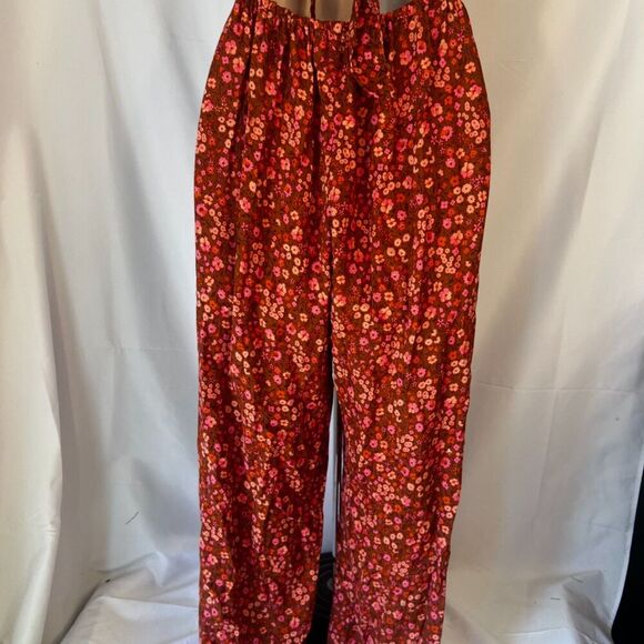 Tiare Hawaii Strapless Back Tie Jumpsuit Rust Orange Floral Print Size O/S - Picture 5 of 12